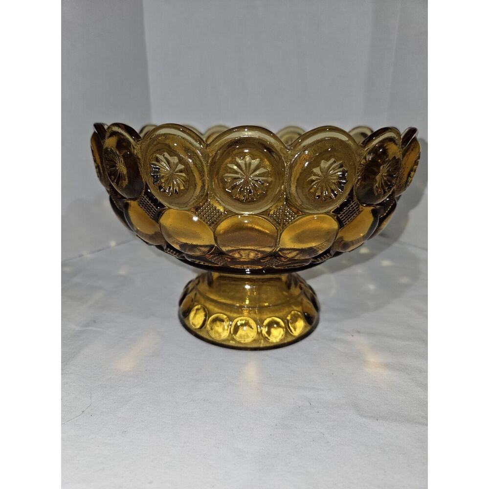 L.E. Smith Kemple Amber Footed Bowl